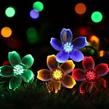 14 LED Silicone Flower String Lights – 3 Meter Multicolor Lotus Fairy Lights, Plug-in Waterproof Decorative Lights for Home, Indoor Outdoor, Diwali & Christmas Decoration
