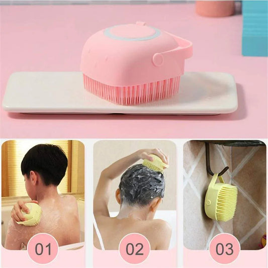 Silicone Soft Cleaning Body Bath Brush with Shampoo Dispenser - Rimikart