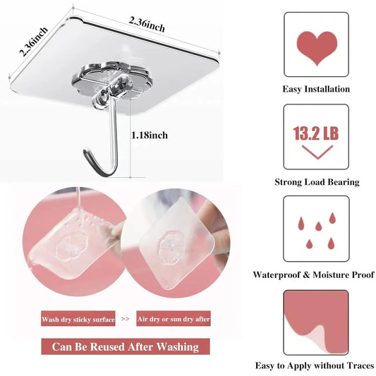 Stainless Steel Adhesive Hooks – Strong Kitchen Wall Hooks ( Pack Of 20 ) - Rimikart